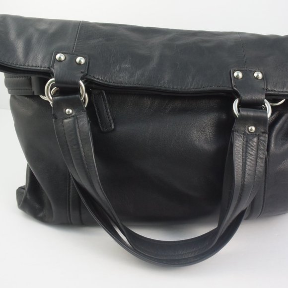 Large Calvin Klein Black Leather Tote Handbag Gently Used VG Condition - Picture 11 of 16